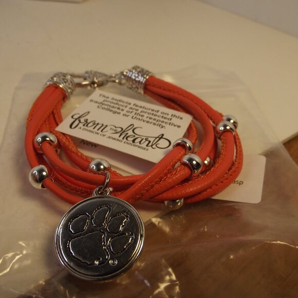 Clemson Tigers Football Multi Strand Orange Leather Bracelet NEW - Picture 7 of 8